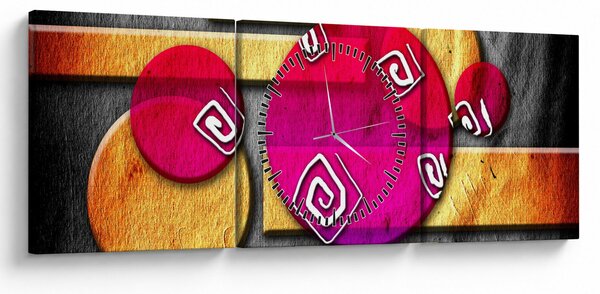 Abstraktní obraz s historickými symboly (s hodinami) (90x30 cm)