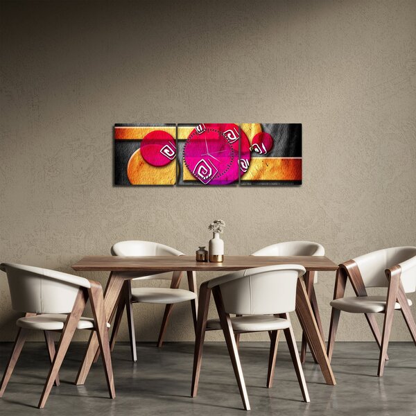 Abstraktní obraz s historickými symboly (s hodinami) (90x30 cm)