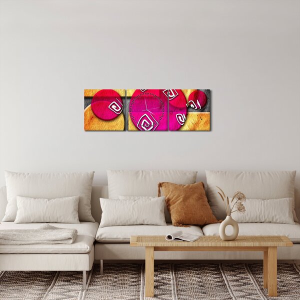 Abstraktní obraz s historickými symboly (s hodinami) (90x30 cm)