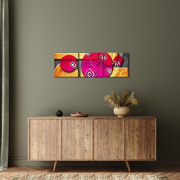 Abstraktní obraz s historickými symboly (s hodinami) (90x30 cm)
