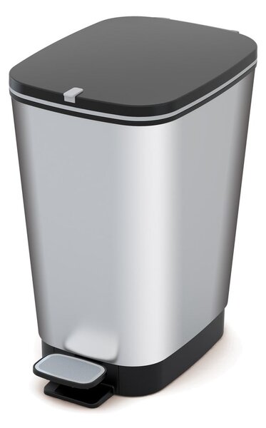 Nášlapný plastový odpadkový koš ve stříbrné barvě 25 l Chic Bin – KIS