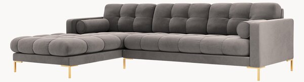 Rohová pohovka v sametovém vzhledu Bali, 5místná