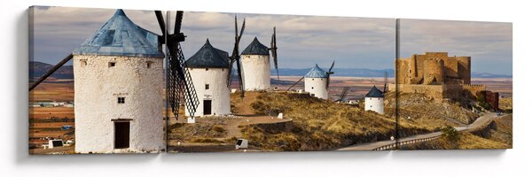 Obraz - Větrné mlýny Consuegra, Španělsko (170x50 cm)