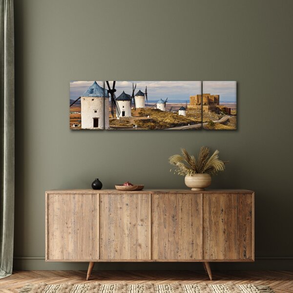 Obraz - Větrné mlýny Consuegra, Španělsko (170x50 cm)