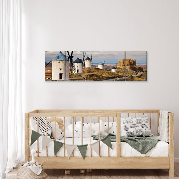 Obraz - Větrné mlýny Consuegra, Španělsko (170x50 cm)