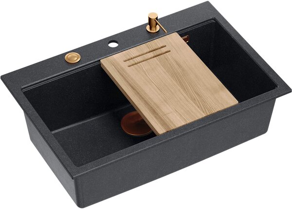 Quadron Marc dřez graniteq 76x50 cm černá HQM7650U8_PVDC1