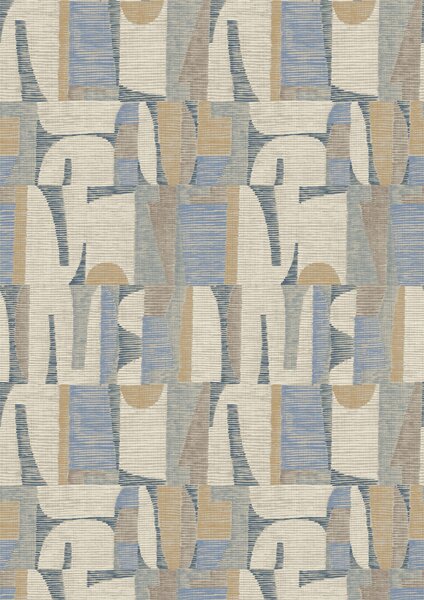 Geometrická vliesová obrazová tapeta na zeď, béžová, modrá, IMD28102, Imani, Decoprint