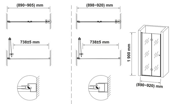 Hagser Carla sprchové dveře 90 cm skládací chrom lesk/průhledné sklo HGR40000021