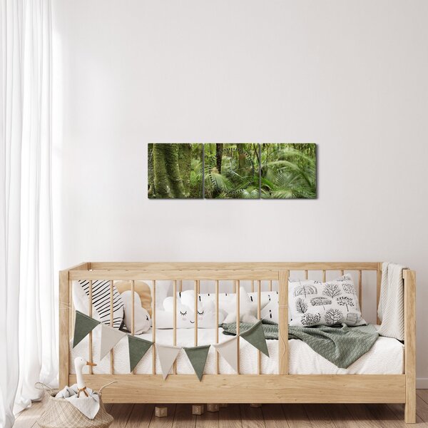 Obraz Tropický deštný prales (s hodinami) (90x30 cm)