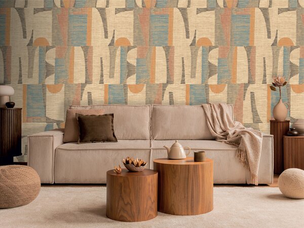 Geometrická vliesová obrazová tapeta na zeď, béžová, šedá, IMD28100, Imani, Decoprint