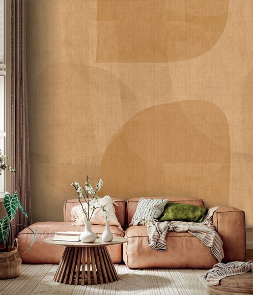 Geometrická vliesová obrazová tapeta na zeď, žlutá, hnědá, IMD28133, Imani, Decoprint
