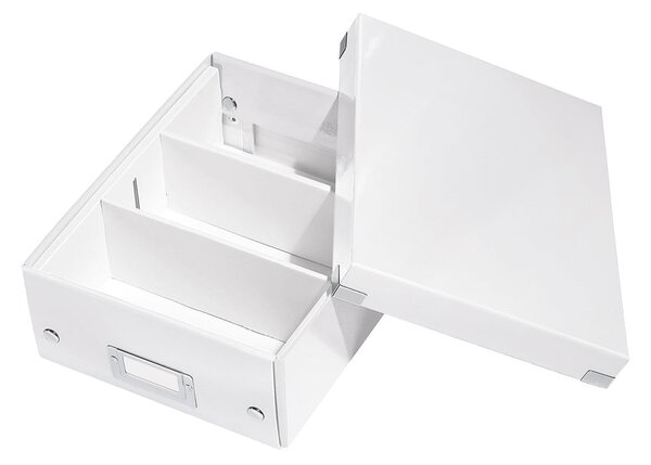 Bílý kartonový úložný box s víkem 22x28x10 cm Click&Store – Leitz