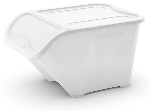 Bílý plastový úložný box s víkem 55x39x32 cm All In Box – KIS