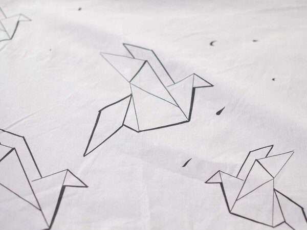 MK Lůžkoviny Bavlněný povlak na polštář Renforcé 70 x 90 cm - Birds origami