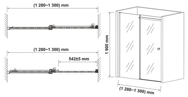 Hagser Alena sprchové dveře 130 cm posuvné černá matný/průhledné sklo HGR19000021