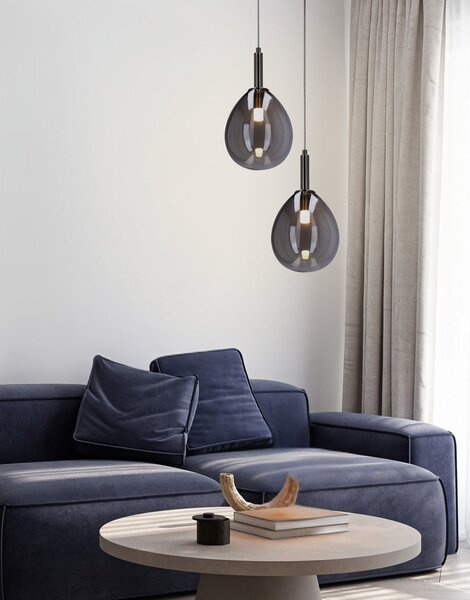 Šedé LED závěsné svítidlo se skleněným stínidlem Lukka – Candellux Lighting
