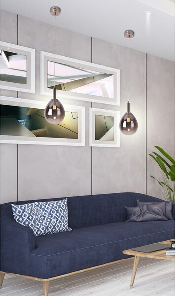 Šedé LED závěsné svítidlo se skleněným stínidlem Lukka – Candellux Lighting