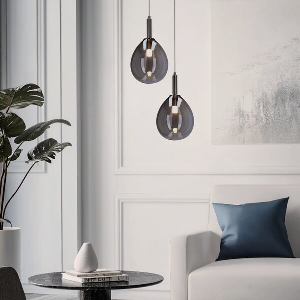 Šedé LED závěsné svítidlo se skleněným stínidlem Lukka – Candellux Lighting