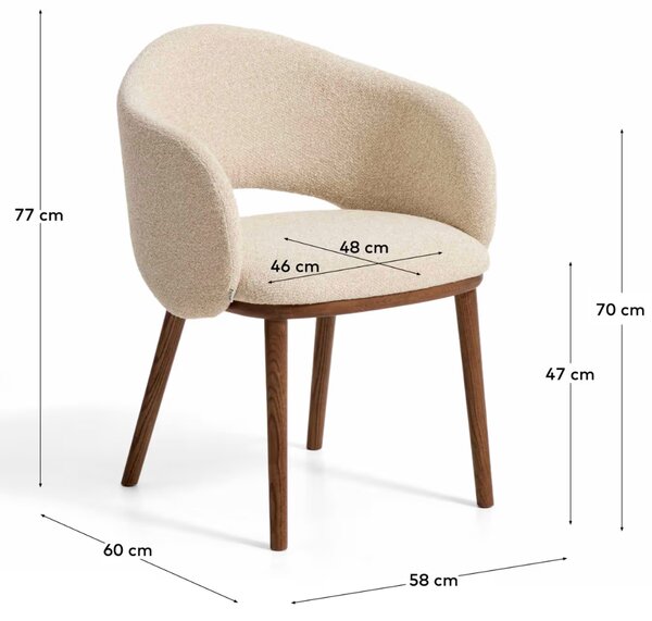 Kave Home Béžová čalouněná jídelní židle Maina