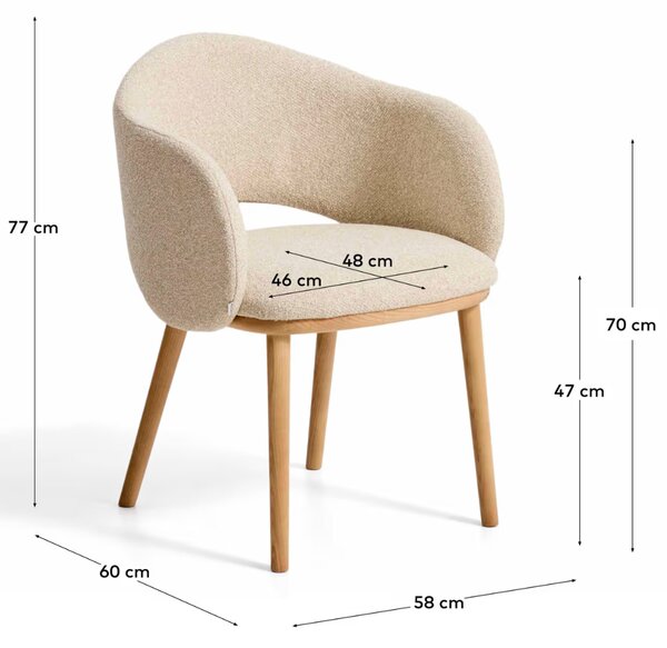 Kave Home Béžová čalouněná jídelní židle Maina