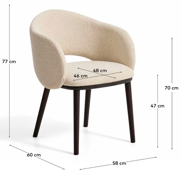 Kave Home Béžová čalouněná jídelní židle Maina