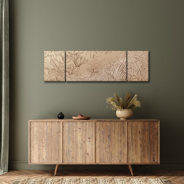 Obraz - Kreslené květy (170x50 cm)