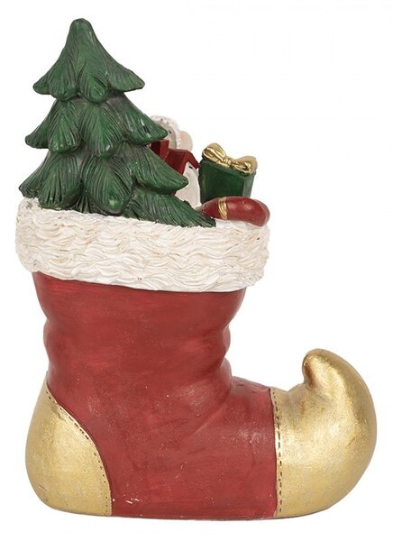 Červená vánoční dekorace svítící punčocha s myškami - 14*10*19 cm - Clayre & Eef