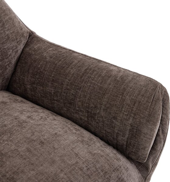 Relaxační otočné křeslo DORA — kov, látka, hnědá