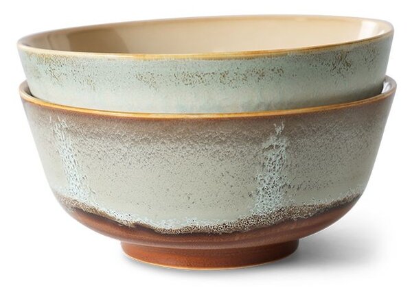 Set 2ks šedá miska s hnědým okrajem 70s Chef - Ø 19*8,5 cm - HKLIVING