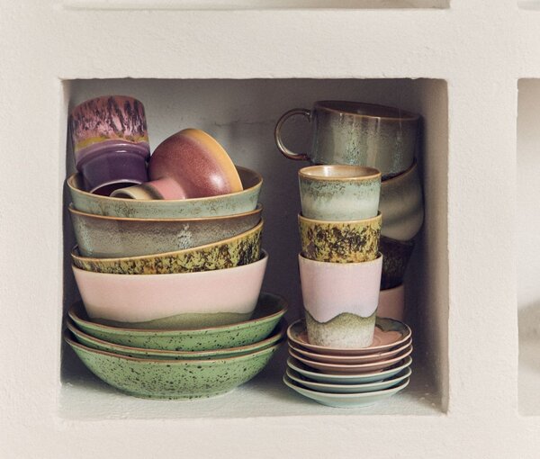 Set 2ks šedá miska s hnědým okrajem 70s Chef - Ø 19*8,5 cm - HKLIVING