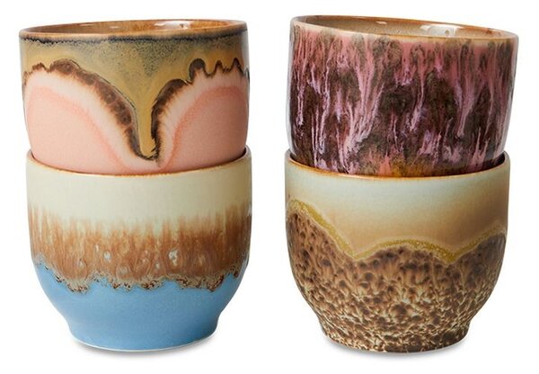 Set 4ks hrnek na kávu 70s Café Lagoon - 8*8*7cm / 250 ml - HKLIVING