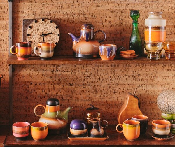 Set 4ks hrnek na kávu 70s Café Brazil - 10*7,5*8cm / 250 ml - HKLIVING
