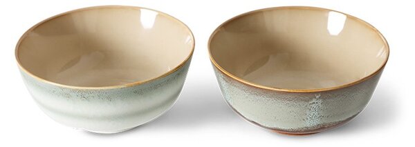 Set 2ks šedá miska s hnědým okrajem 70s Chef - Ø 19*8,5 cm - HKLIVING