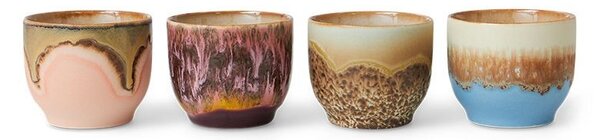 Set 4ks hrnek na kávu 70s Café Lagoon - 8*8*7cm / 250 ml - HKLIVING