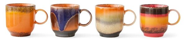Set 4ks hrnek na kávu 70s Café Brazil - 10*7,5*8cm / 250 ml - HKLIVING