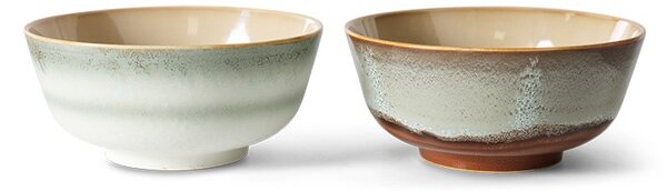 Set 2ks šedá miska s hnědým okrajem 70s Chef - Ø 19*8,5 cm - HKLIVING