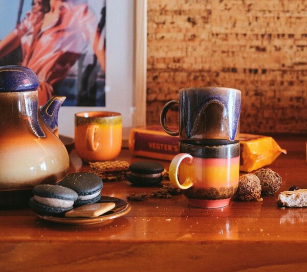 Set 4ks hrnek na kávu 70s Café Brazil - 10*7,5*8cm / 250 ml - HKLIVING