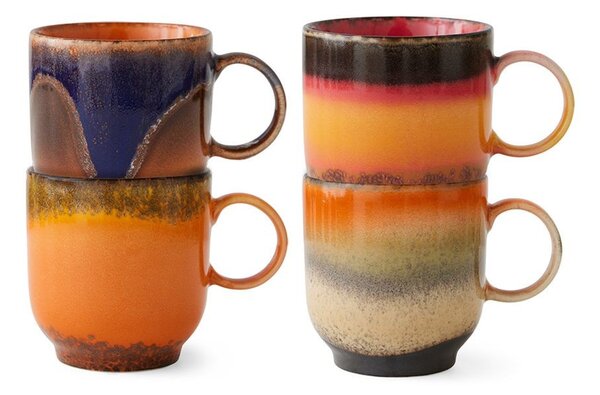 Set 4ks hrnek na kávu 70s Café Brazil - 10*7,5*8cm / 250 ml - HKLIVING