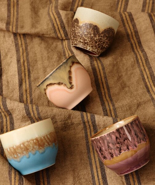 Set 4ks hrnek na kávu 70s Café Lagoon - 8*8*7cm / 250 ml - HKLIVING