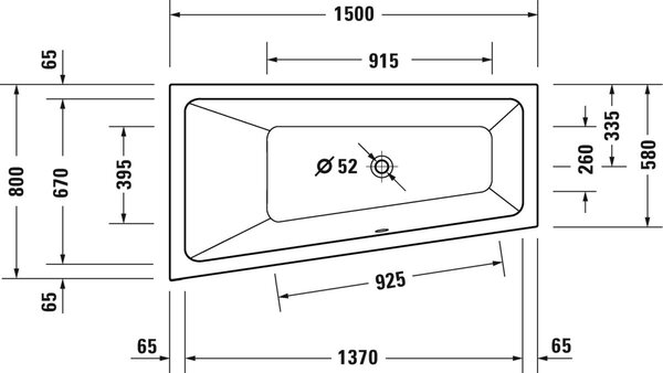 Duravit No. 1 rohová vana 150x80 cm Levostranná bílá 700504000000000