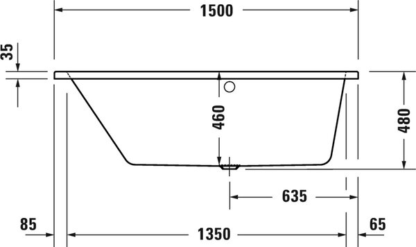 Duravit No. 1 rohová vana 150x80 cm Levostranná bílá 700504000000000