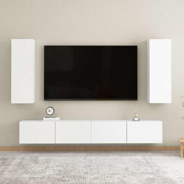 4dílný set TV skříněk bílý kompozitní dřevo 3074455