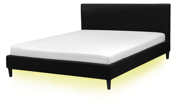 Čalouněná černá postel LED 180 x 200 cm FITOU