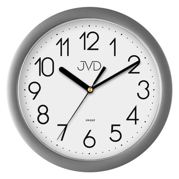 JVD Tmavě šedé plastové netikající tiché hodiny JVD sweep HP612.25