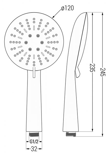 Mexen R-67 sprchová hlavice 3-funkční, černá - 79567-70