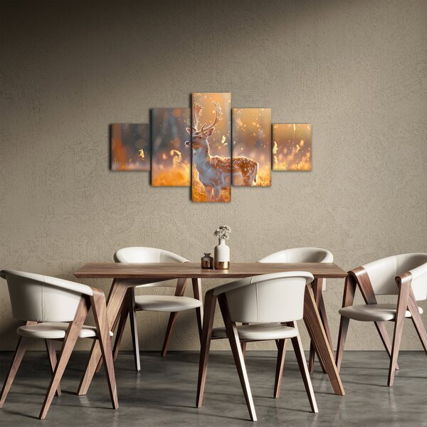 Obraz - Jelen v poli (125x70 cm)