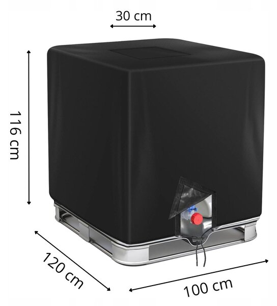 Ochranný Kryt na IBC nádrž Plachta 1000L 120X100X116cm černý