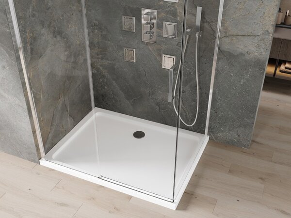 Mexen Omega posuvný sprchový kout 110 x 100 cm, 8mm sklo, chromový profil-čiré sklo + slim sprchová vanička 5cm, 825-110-100-01-00-4010