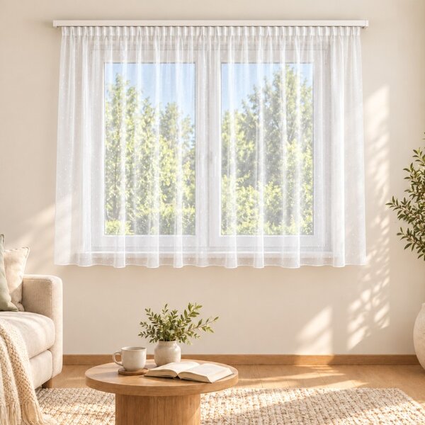 BELLATEX Záclona kusová se stuhou Bílá 130x300 cm (výška x šířka)
