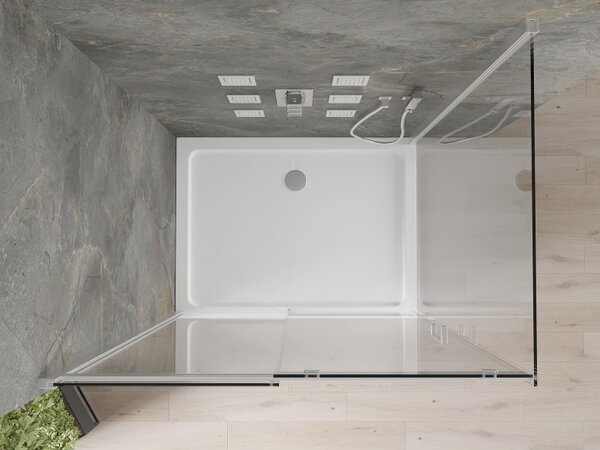 Mexen Omega posuvný sprchový kout 110 x 100 cm, 8mm sklo, chromový profil-čiré sklo + slim sprchová vanička 5cm, 825-110-100-01-00-4010